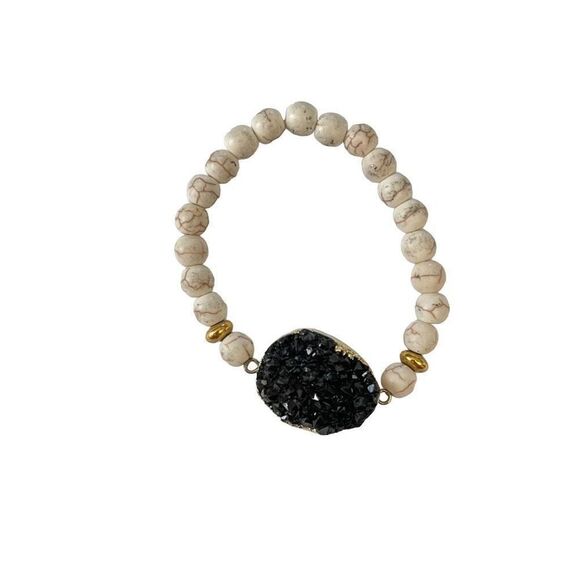 🌸 Druzy Stone Beaded Bracelet - Picture 1 of 2